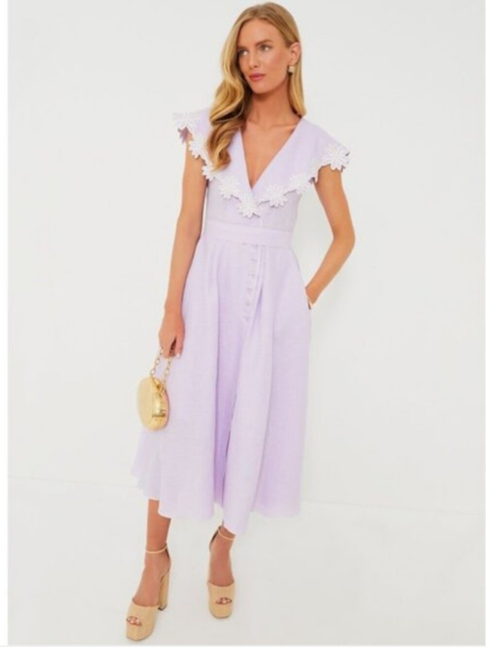 Gul Hurgel | NEW Lilac Casey V-neckline Sleeveless Midi Dress Size XS